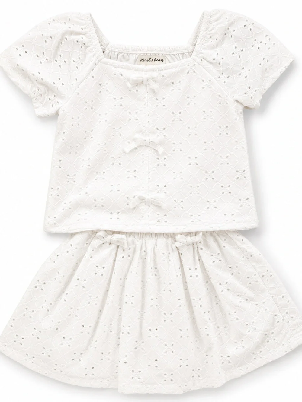 White Eyelet Two-Piece Skort Set Kids